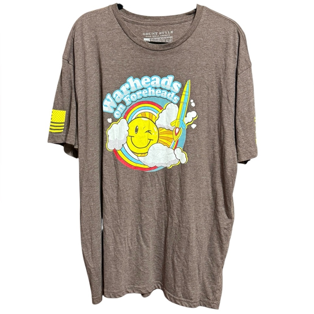 Grunt Style Vintage-Style Brown Warheads Graphic Tee Oversized T-Shirt Sz 2XL